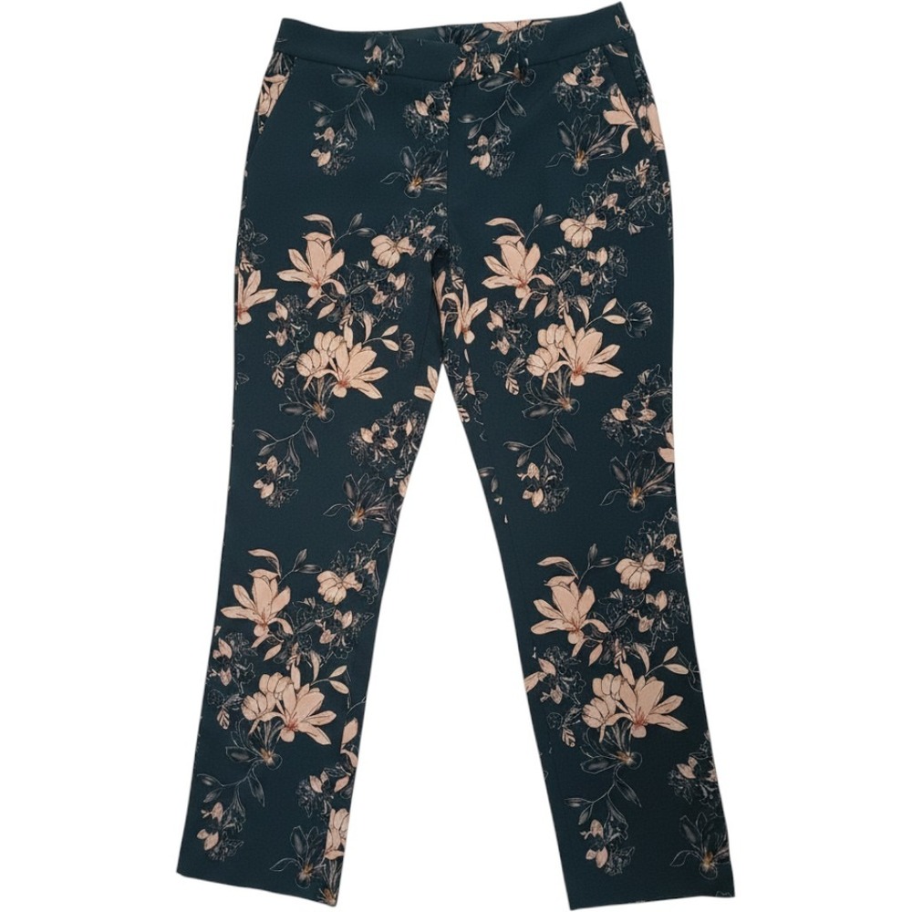 Cynthia Rowley Blue Floral Print Ankle Dress Pants Trousers Womens 6 Preppy Chic